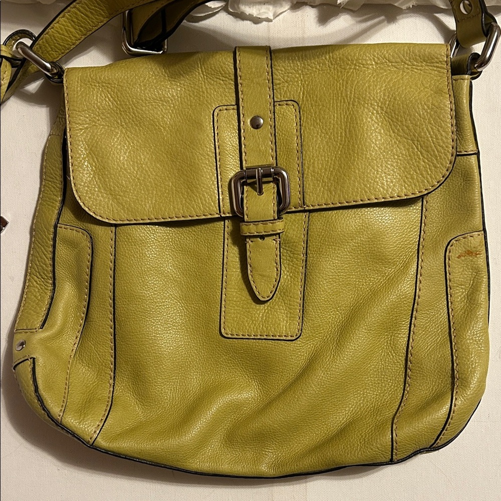 Fossil Lime Green Leather Crossbody Bag